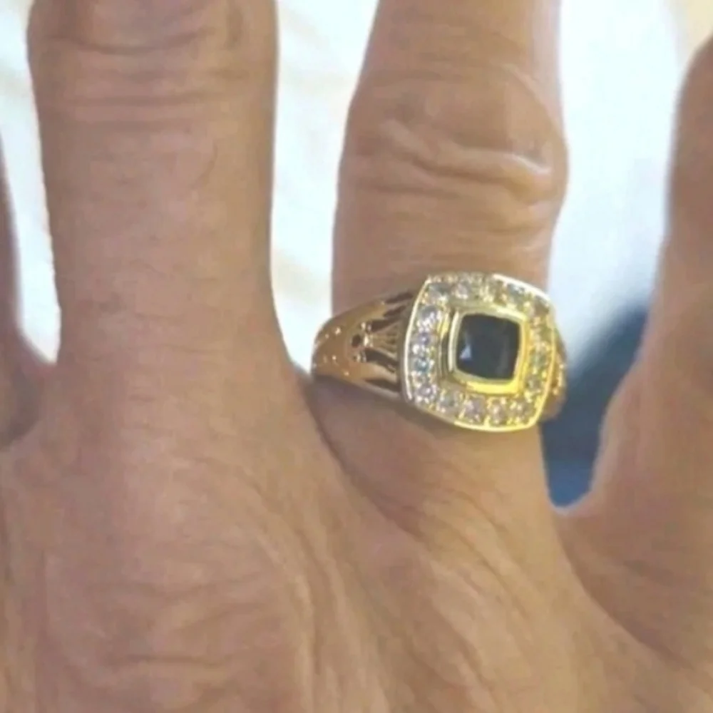 Mens Sapphire Ring With gold Accents